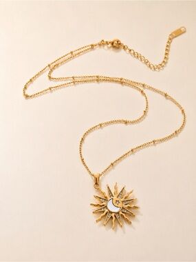 Celestial Gold Sun & Moon Crystal Necklace